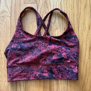Lululemon sz 4 Energy Bra Longline Floral Cross-Back Sports Bra - Red black